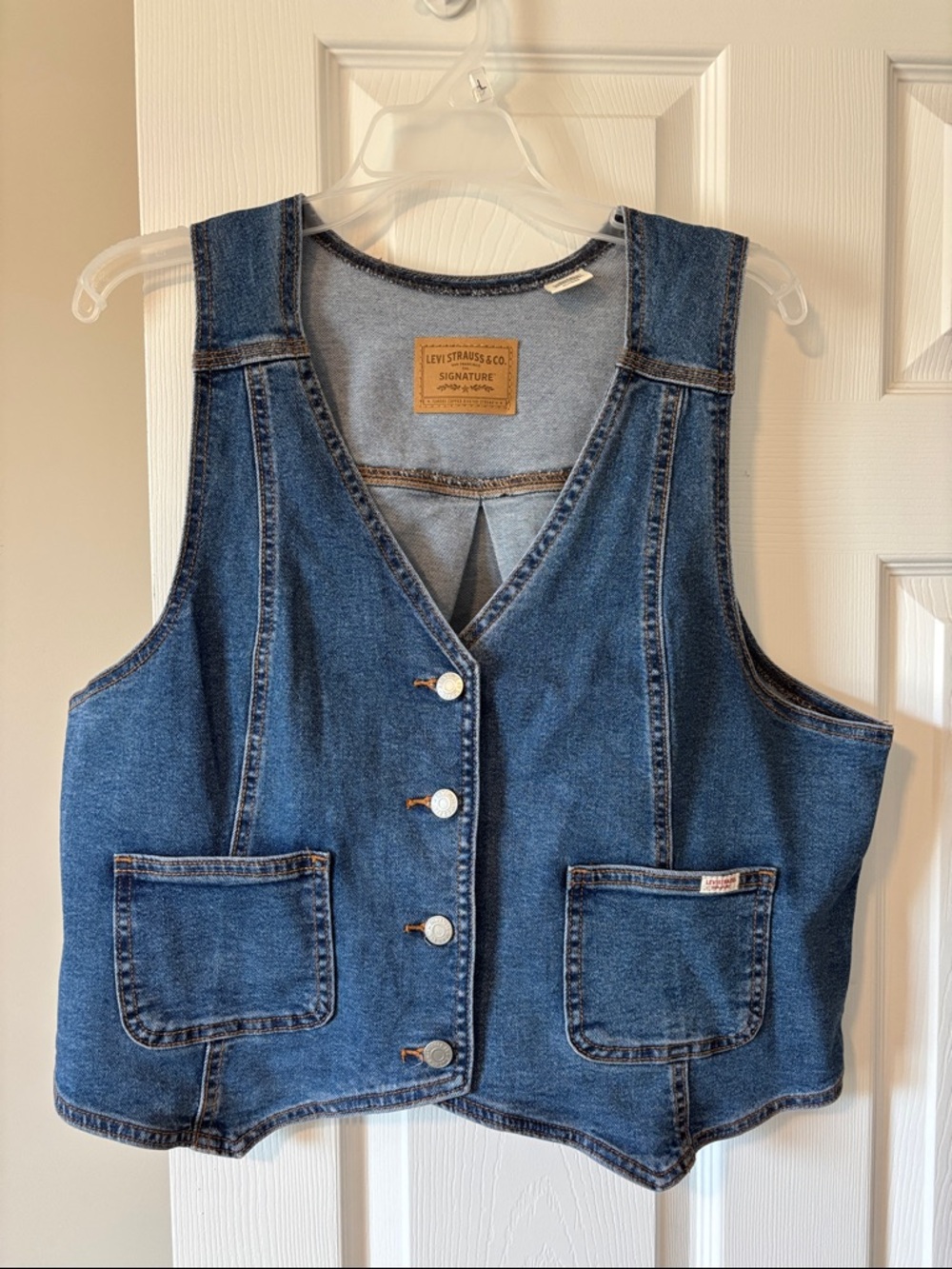 Levi's Light Blue Denim Vest with Tan Patch